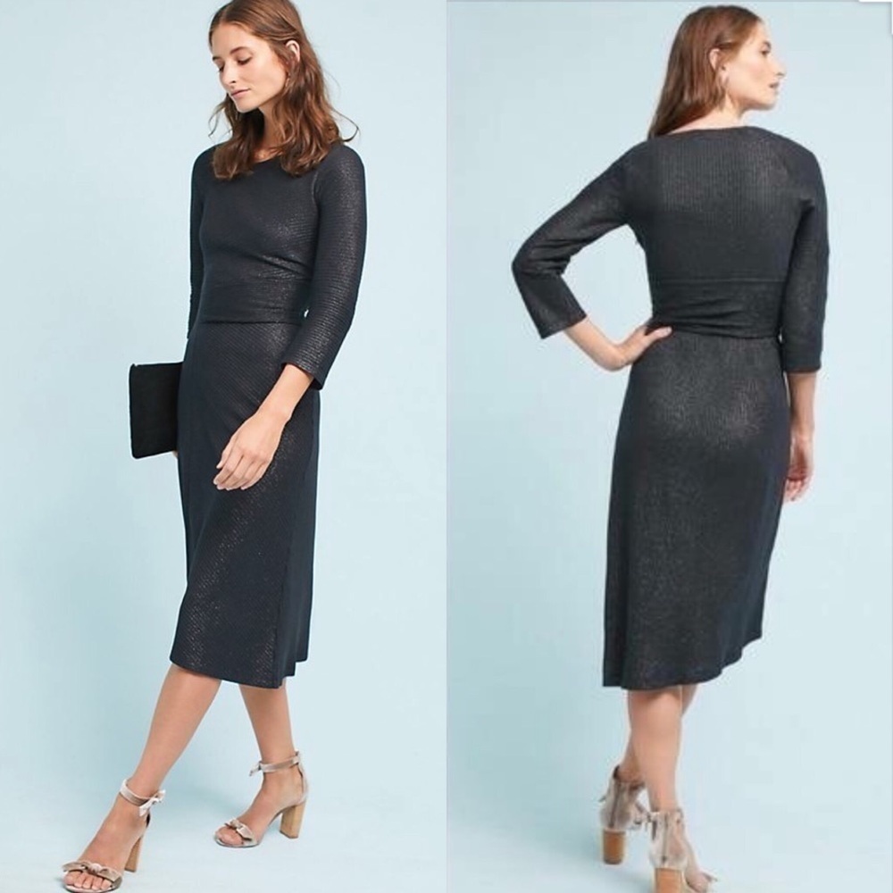 Anthropologie Tegan Knit Metallic Dress  NWOT